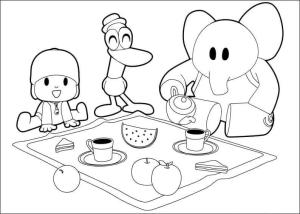 Pocoyo boyama sayfası,  coloring page, Pocoyo ve Piknik Arkadaşları, 