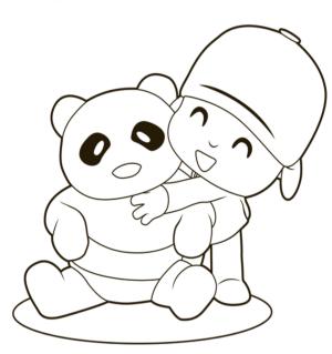 Pocoyo boyama sayfası,  coloring page, Pocoyo Sarılma Panda, 