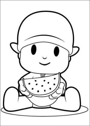 Pocoyo boyama sayfası,  coloring page, Pocoyo Yemek Karpuz, 