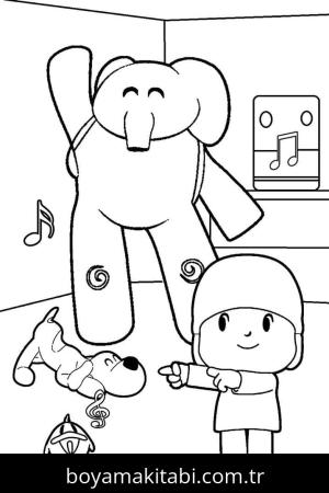 Pocoyo boyama sayfası – sanatsal çalışma, çocuklar için