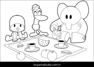 Pocoyo boyama sayfası – renkli çizimler, okul öncesi