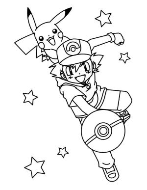 Pokeball boyama sayfası,  coloring page, Pokeball tutan Ash Ketchum, 