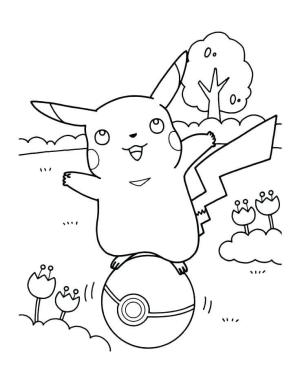 Pokeball boyama sayfası,  coloring page, Pokeball’da Pikachu, 