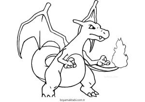 Pokemon Charizard boyama sayfası – keyifli zaman, renkli çizimler