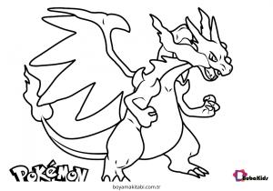 Pokemon Charizard boyama sayfası – sanatsal çalışma, çocuklar için