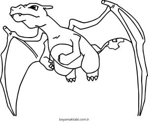 Pokemon Charizard boyama sayfası – eğlenceli etkinlik, el becerilerini geliştirir