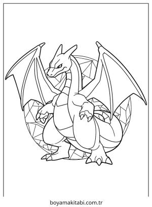 Pokemon Charizard boyama sayfası – çocuk aktivitesi, PDF indir