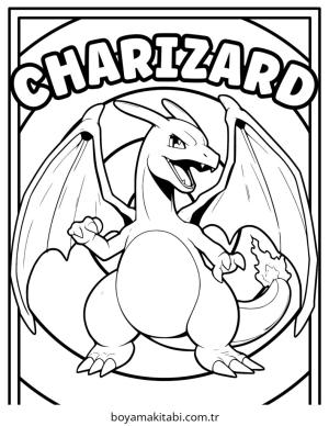 Pokemon Charizard boyama sayfası – sanatsal çalışma, çocuklar için