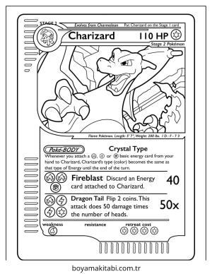Pokemon Charizard boyama sayfası – boyama çalışması, yaratıcılığı geliştirir