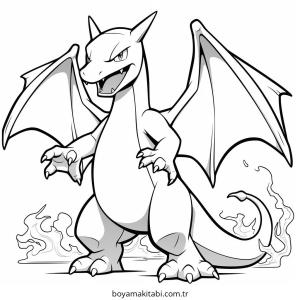 Pokemon Charizard boyama sayfası – okul öncesi, evde etkinlik