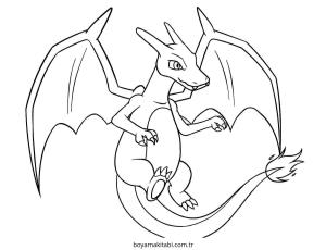 Pokemon Charizard boyama sayfası – kolay boyama, eğitici aktivite