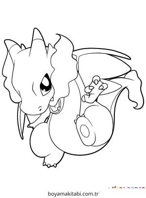 Pokemon Charizard boyama sayfası – okul öncesi, evde etkinlik