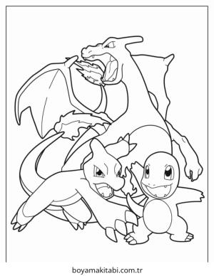 Pokemon Charizard boyama sayfası – keyifli zaman, renkli çizimler