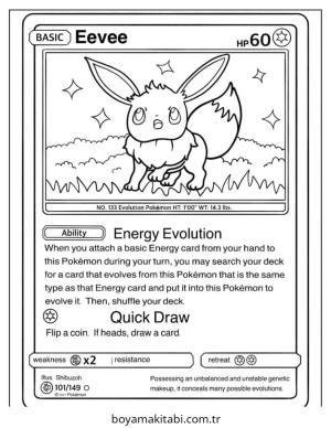 Pokemon Eevee boyama sayfası – eğitici aktivite, yaratıcılık