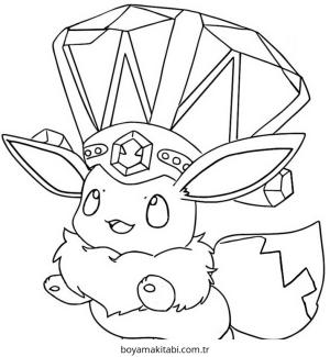 Pokemon Eevee boyama sayfası – kolay boyama, eğitici aktivite