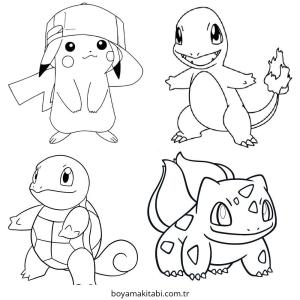 Pokemon Pikachu boyama sayfası – basit çizim, kolay boyama