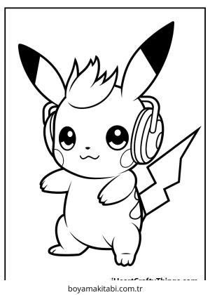Pokemon Pikachu boyama sayfası – çocuk aktivitesi, PDF indir