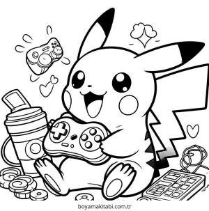 Pokemon Pikachu boyama sayfası – el becerilerini geliştirir, boyama çalışması
