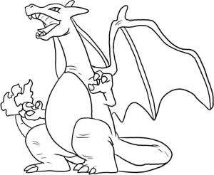 Pokemon boyama sayfası, Pokemon coloring page, Charizard Hırıltılı, 