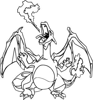 Pokemon boyama sayfası, Pokemon coloring page, Charizard Ateş Tükürüyor, 