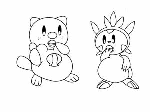 Pokemon boyama sayfası, Pokemon coloring page, Oshawott ve Chespin, 