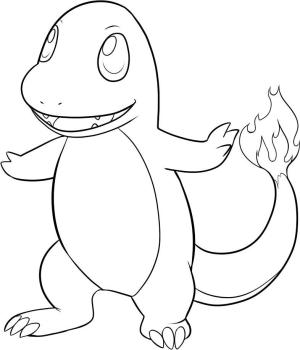 Pokemon boyama sayfası, Pokemon coloring page, Mutlu Charmander, 