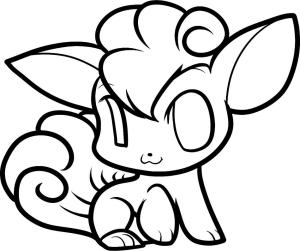 Pokemon boyama sayfası, Pokemon coloring page, Chibi Vulpix Pokemon, 