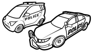 Polis Arabası boyama sayfası,  coloring page, iki polis arabası, 