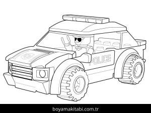 Polis Arabası boyama sayfası – boyama etkinliği, çocuk aktivitesi