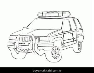 Polis Arabası boyama sayfası – PDF indir, sevimli karakter
