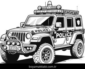 Polis Arabası boyama sayfası,  coloring page, oyunlu, benzersiz, karakterli