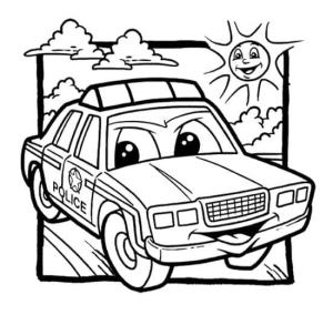 Polis Arabası boyama sayfası,  coloring page, Gülümseyen polis arabası, 