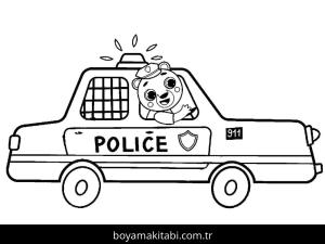 Polis Arabası boyama sayfası – keyifli zaman, renkli çizimler