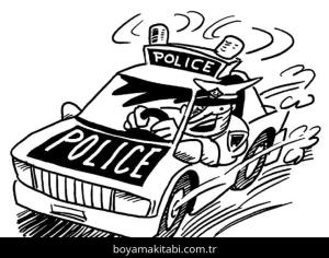 Polis Arabası boyama sayfası – çizgi film temalı, basit çizim