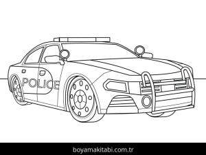Polis Arabası boyama sayfası – çizgi film temalı, basit çizim