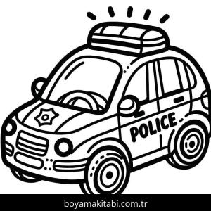 Polis Arabası boyama sayfası – kolay boyama, eğitici aktivite