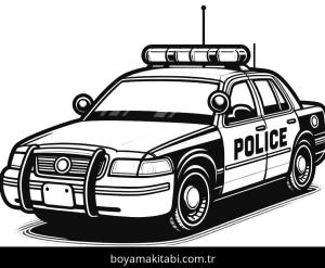 Polis Arabası boyama sayfası,  coloring page, komik, çocuklar için, karikatür