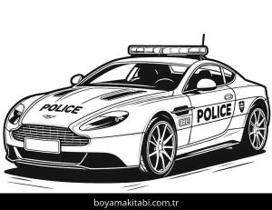 Polis Arabası boyama sayfası,  coloring page, ince çizgili, minimal, eğlenceli