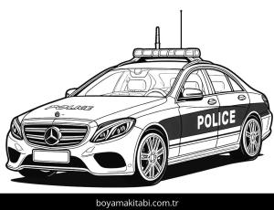 Polis Arabası boyama sayfası,  coloring page, kreatif, ince çizgili, eğlenceli
