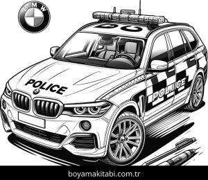 Polis Arabası boyama sayfası,  coloring page, modern, mutlu, karikatür