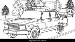 Polis Arabası boyama sayfası – eğitici aktivite, yaratıcılık