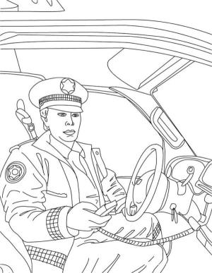 Polis Arabası boyama sayfası,  coloring page, Telsizden bir polis memuru aranır., 