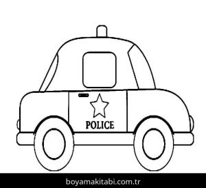 Polis Arabası boyama sayfası – renkli çizimler, okul öncesi