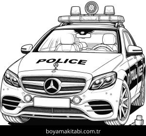 Polis Arabası boyama sayfası,  coloring page, çizgi, masalsı, modern