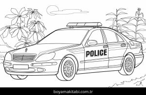 Polis Arabası boyama sayfası – el becerilerini geliştirir, boyama çalışması