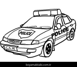 Polis Arabası boyama sayfası – eğlenceli etkinlik, el becerilerini geliştirir