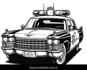 Polis Arabası boyama sayfası,  coloring page, doğal, çerçeveli, komik