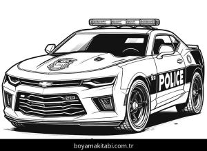 Polis Arabası boyama sayfası,  coloring page, masalsı, sevimli, oyunlu