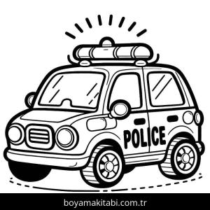 Polis Arabası boyama sayfası – renkli çizimler, okul öncesi