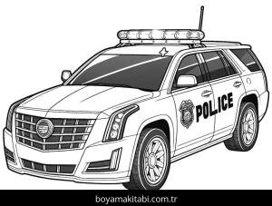Polis Arabası boyama sayfası,  coloring page, detaylı, renkli, detaylı